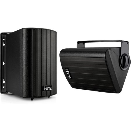 IHOME Waterproof Swivel Wall Mountable 4Outdoor Bluetooth Speaker Pair Black IHSI-W400BT-PR-BLK
